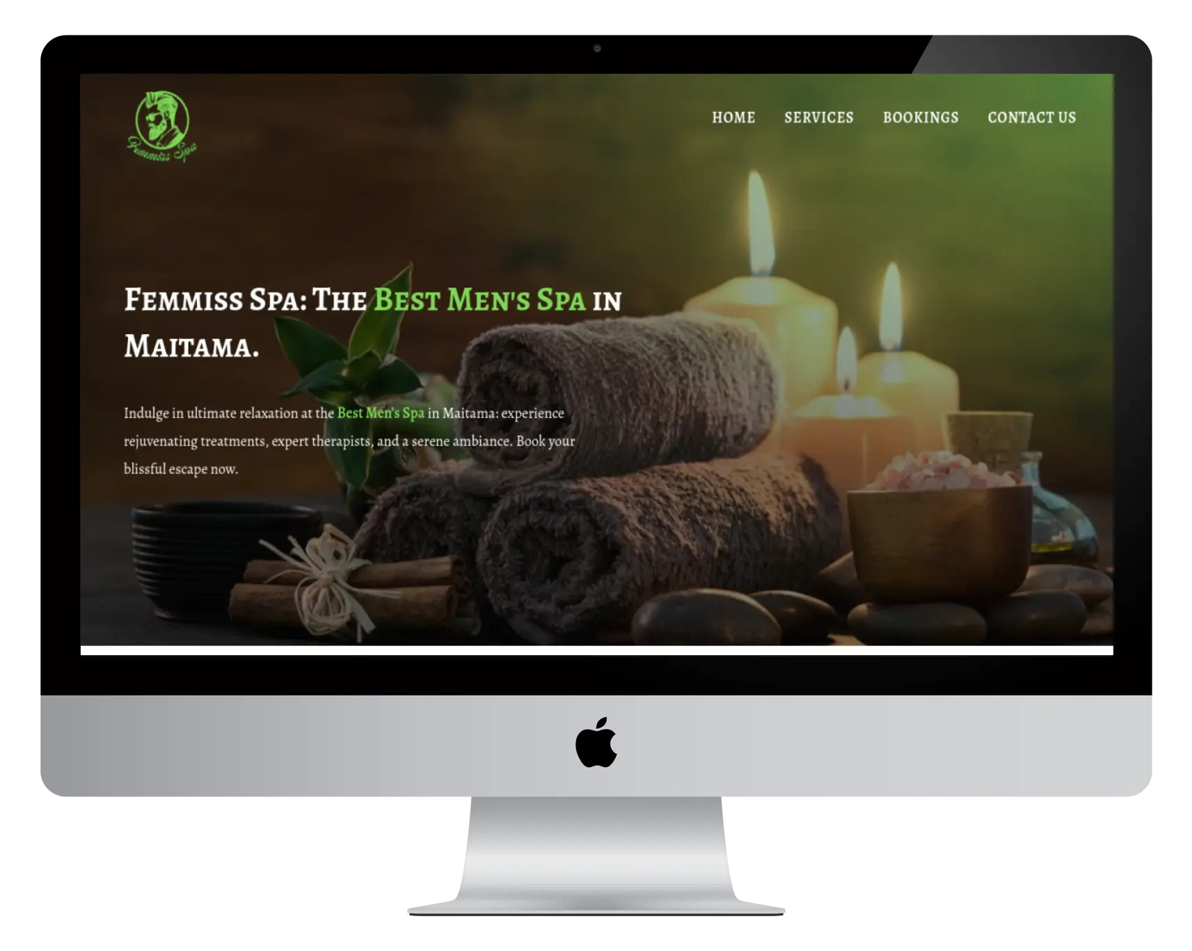 website for femmiss spa ltd. desktop mockup